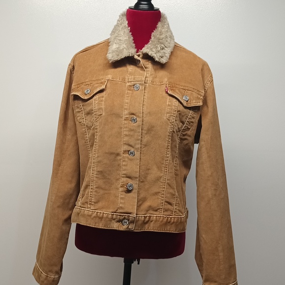 Levi's Jackets & Blazers - Levi's tan/beige corduroy Trucker jacket faux size large casual